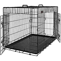 FEANDREA Jaula para Perros- Jaula para Mascotas con 2 Puertas- 92-5 x 57-5 x 64 cm- Negro PPD36BK